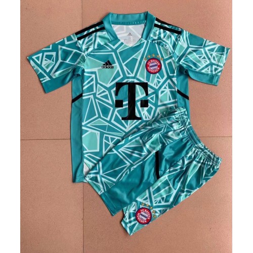 Bayern Munich Keeper Bortedraktsett Barn 2022-23 Kortermet (+ Korte bukser) Bayern Munich Keeper Bortedraktsett Barn 2022-23 Kortermet (+ Korte bukser)
